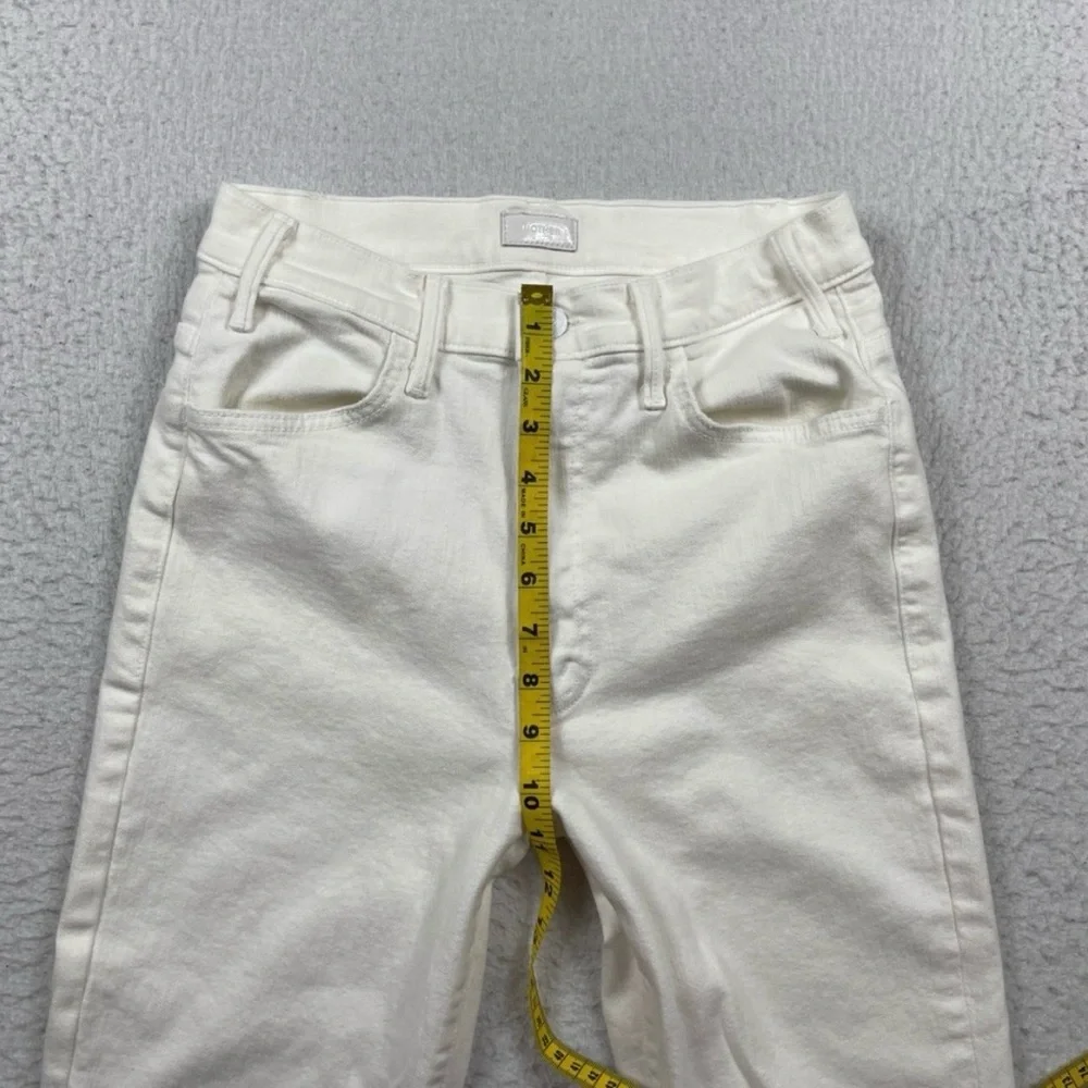 Mother Jeans Womens 29 White Denim High Rise Flare Hustler Ankle Fray Coastal - Picture 6 of 11